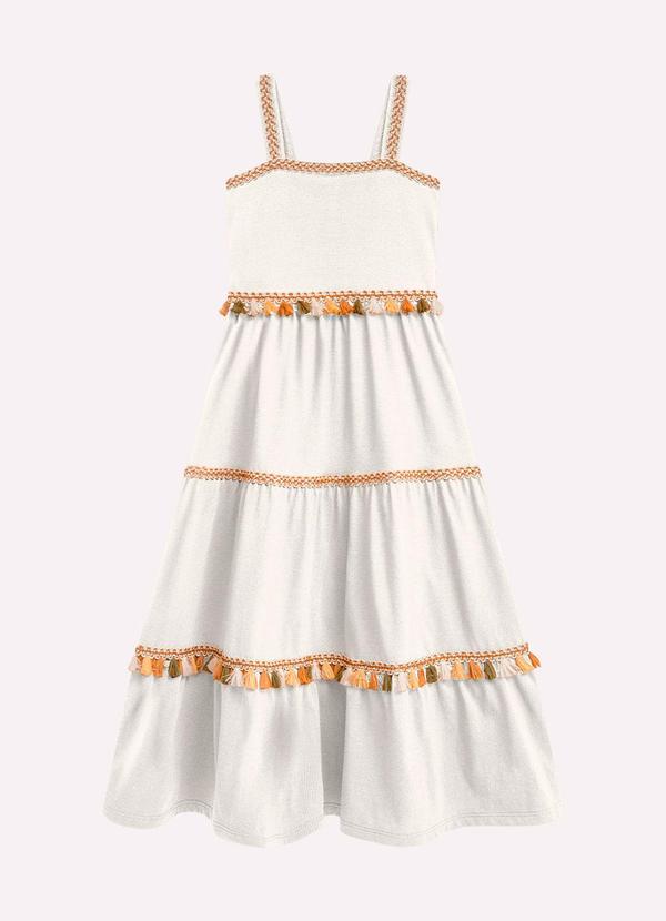 Nanai - Vestido Infantil Menina em Meia Malha Off White 1