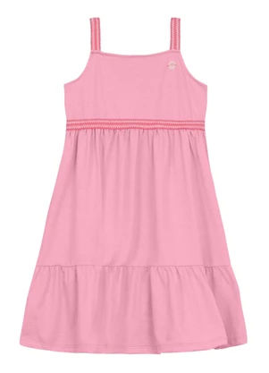 Brandili - Vestido Infantil Menina em Meia Malha Rosa - BRANDILI
