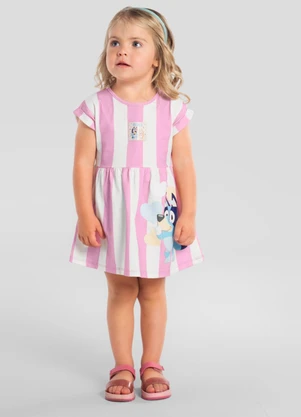 Brandili - Vestido Infantil Menina em Meia Malha Rosa - BRANDILI
