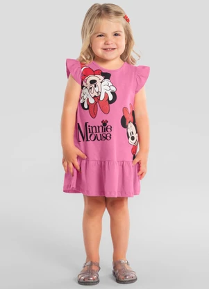 Brandili - Vestido Infantil Menina em Meia Malha Rosa - BRANDILI