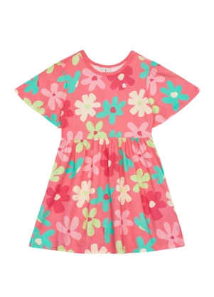Brandili - Vestido Infantil Menina em Meia Malha Rosa - BRANDILI