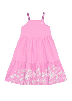 Brandili - Vestido Infantil Menina em Meia Malha Rosa - BRANDILI