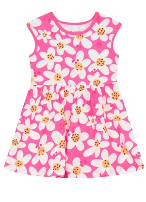 Brandili - Vestido Infantil Menina em Meia Malha Rosa - BRANDILI