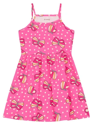 Brandili - Vestido Infantil Menina em Meia Malha Rosa - BRANDILI