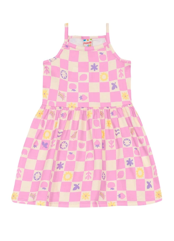 Brandili - Vestido Infantil Menina em Meia Malha Rosa