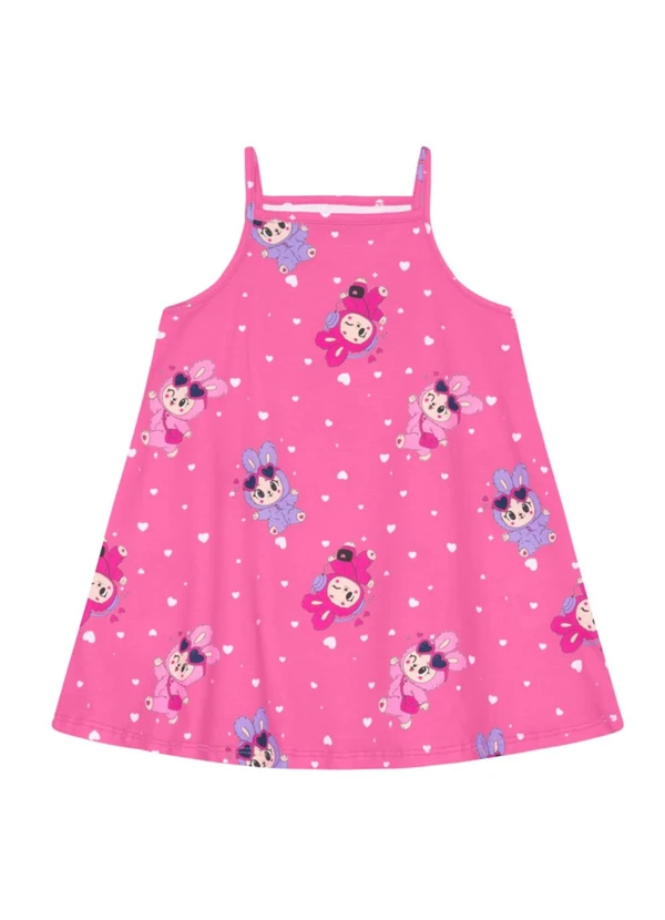 Brandili - Vestido Infantil Menina em Meia Malha Rosa