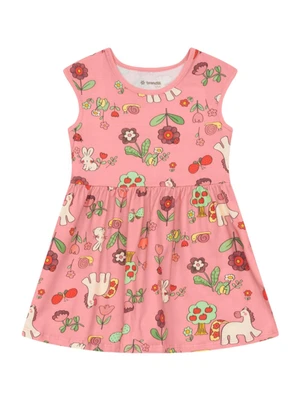 Brandili - Vestido Infantil Menina em Meia Malha Rosa - BRANDILI