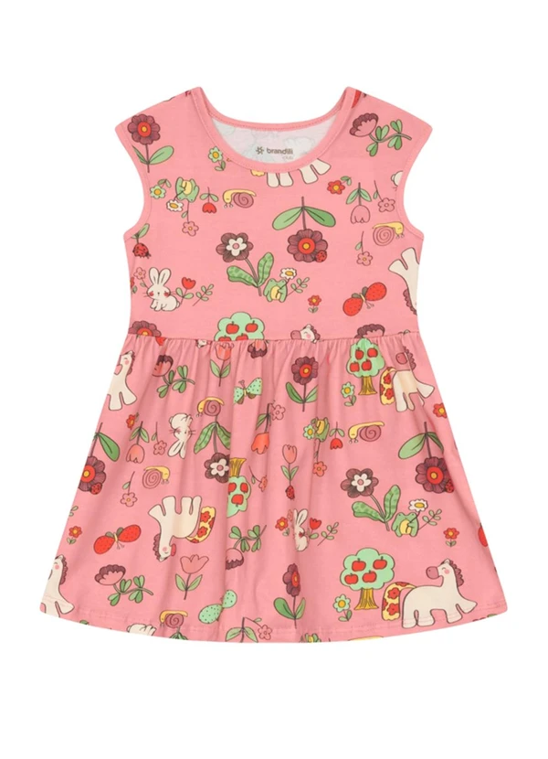 Brandili - Vestido Infantil Menina em Meia Malha Rosa
