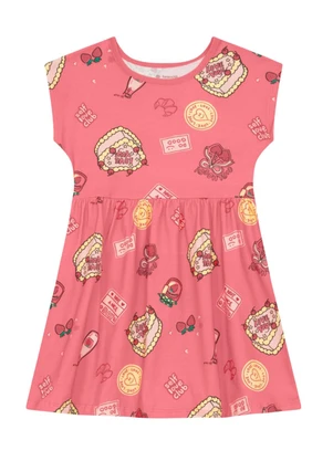 Brandili - Vestido Infantil Menina em Meia Malha Rosa - BRANDILI