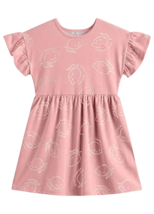 Brandili - Vestido Infantil Menina em Meia Malha Rosa - BRANDILI