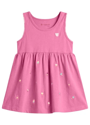 Brandili - Vestido Infantil Menina em Meia Malha Rosa - BRANDILI