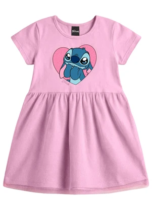Brandili - Vestido Infantil Menina em Meia Malha Rosa - BRANDILI