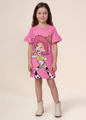 Brandili - Vestido Infantil Menina em Meia Malha Rosa - BRANDILI