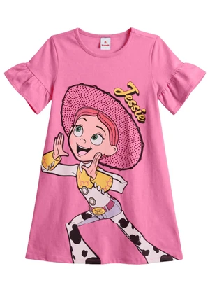 Brandili - Vestido Infantil Menina em Meia Malha Rosa - BRANDILI