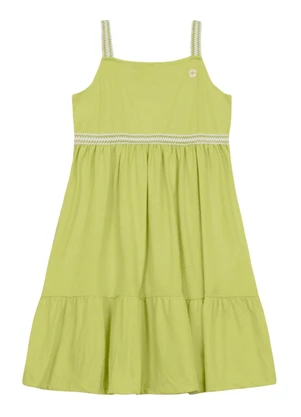 Brandili - Vestido Infantil Menina em Meia Malha Verde - BRANDILI