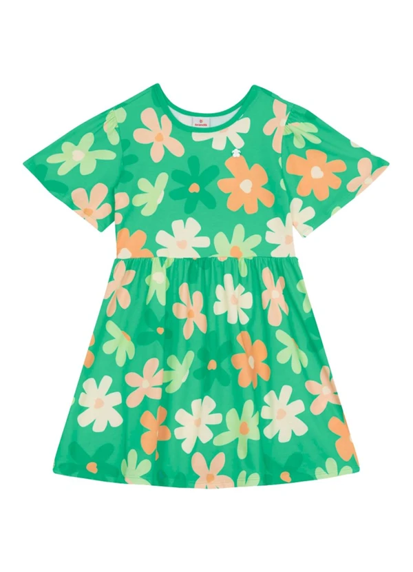 Brandili - Vestido Infantil Menina em Meia Malha Verde