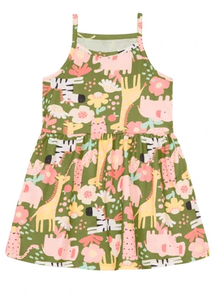 Brandili - Vestido Infantil Menina em Meia Malha Verde - BRANDILI