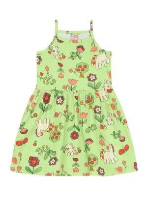 Brandili - Vestido Infantil Menina em Meia Malha Verde - BRANDILI
