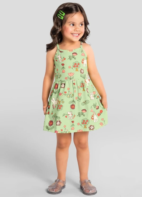 Brandili - Vestido Infantil Menina em Meia Malha Verde
