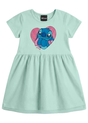 Brandili - Vestido Infantil Menina em Meia Malha Verde - BRANDILI