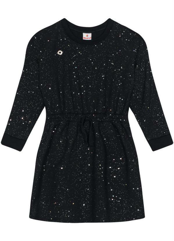 Brandili - Vestido Infantil Menina em Molecotton Preto