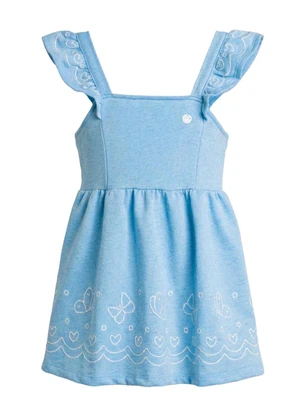 Brandili - Vestido Infantil Menina em Moletinho Azul - BRANDILI