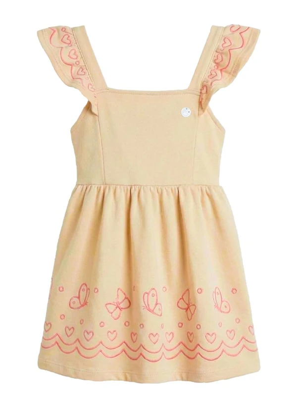 Brandili - Vestido Infantil Menina em Moletinho Bege