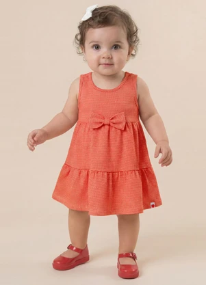 Brandili - Vestido Infantil Menina em Moletinho Laranja - BRANDILI