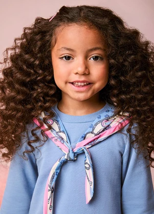Momi - Vestido Infantil Menina em Moletom com Lenço - MOMI