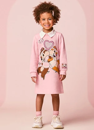 Momi - Vestido Infantil Menina em Moletom do Tico e Teco - MOMI