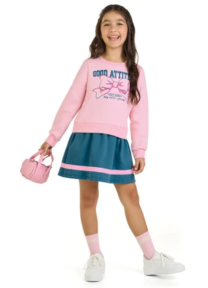 Marlan - Vestido Infantil Menina em Moletom Felpado Rosa - MARLAN
