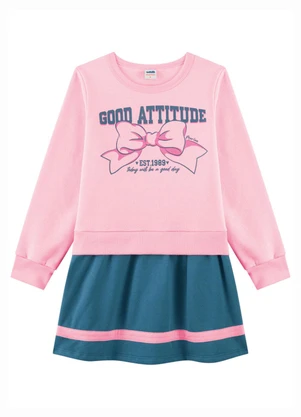 Marlan - Vestido Infantil Menina em Moletom Felpado Rosa - MARLAN