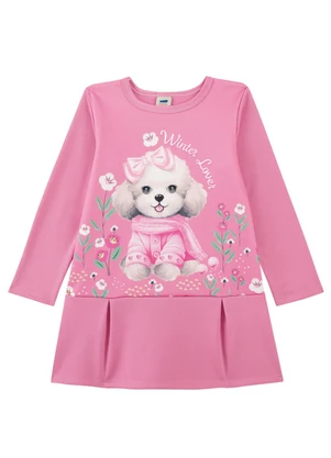 Marlan - Vestido Infantil Menina em Newtech Felpado Rosa - MARLAN