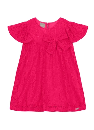 Mundi - Vestido Infantil Menina em Renda Rosa - MUNDI
