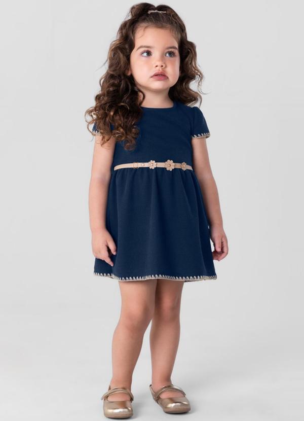 Mundi - Vestido Infantil Menina em Ribana Aurora Azul