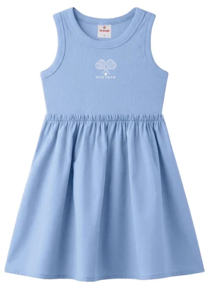 Brandili - Vestido Infantil Menina em Ribana Azul - BRANDILI