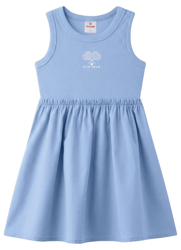 Brandili - Vestido Infantil Menina em Ribana Azul