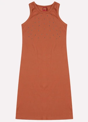 Kyly - Vestido Infantil Menina em Ribana Laranja - KYLY