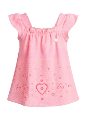 Brandili - Vestido Infantil Menina em Ribana Rosa - BRANDILI