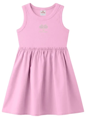 Brandili - Vestido Infantil Menina em Ribana Rosa - BRANDILI