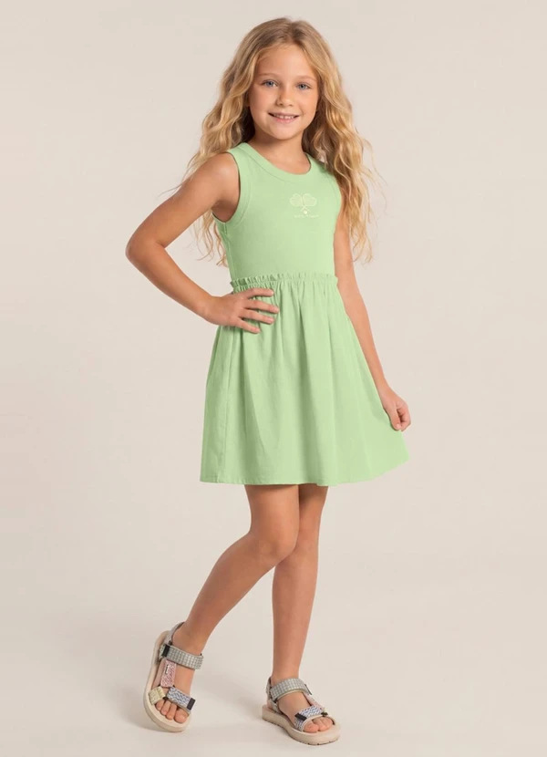 Brandili - Vestido Infantil Menina em Ribana Verde