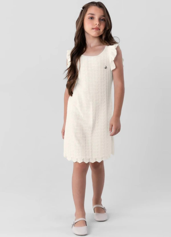 Brandili Mundi - Vestido Infantil Menina em Tricô Natural