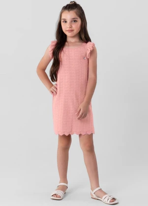 Brandili Mundi - Vestido Infantil Menina em Tricô  Rosa - BRANDILI MUNDI