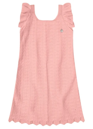 Mundi - Vestido Infantil Menina em Tricô  Rosa - MUNDI