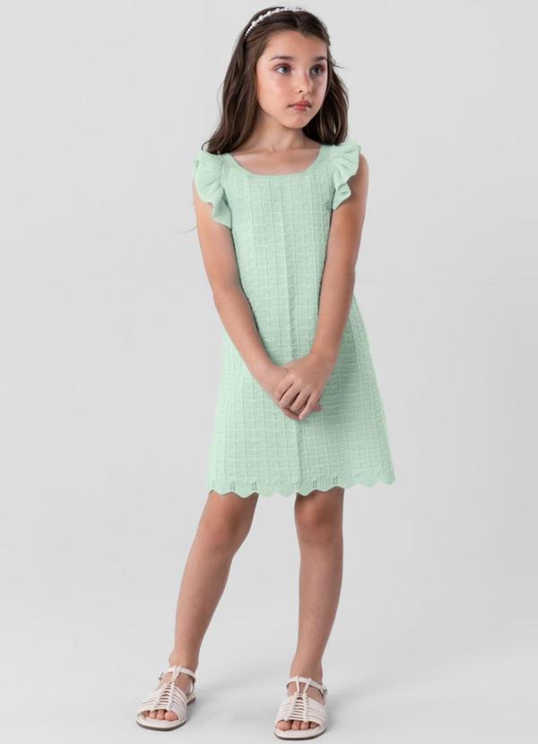 Brandili Mundi - Vestido Infantil Menina em Tricô  Verde