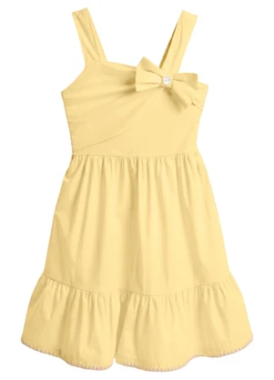Mundi - Vestido Infantil Menina em Tricoline Amarelo - MUNDI