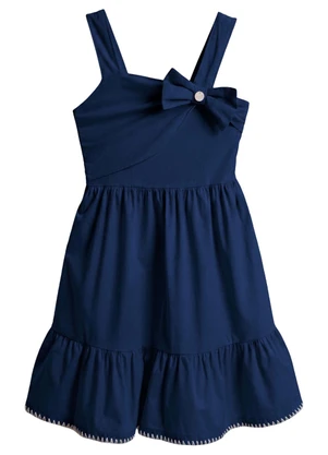 Mundi - Vestido Infantil Menina em Tricoline Azul - MUNDI