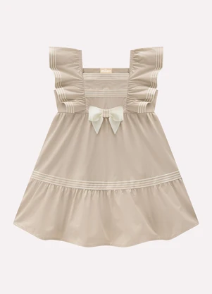 Vestido Infantil Menina em Tricoline Milon (Bege) - MILON