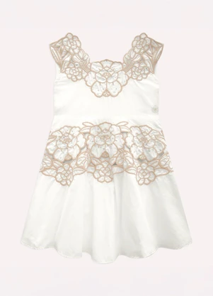 Milon - Vestido Infantil Menina em Tricoline Bege - MILON