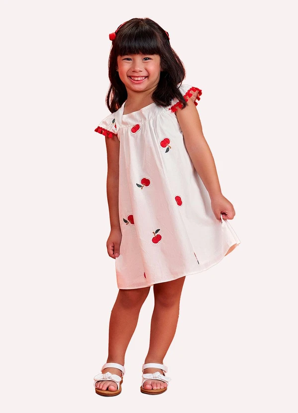 Nanai - Vestido Infantil Menina em Tricoline Off White 1